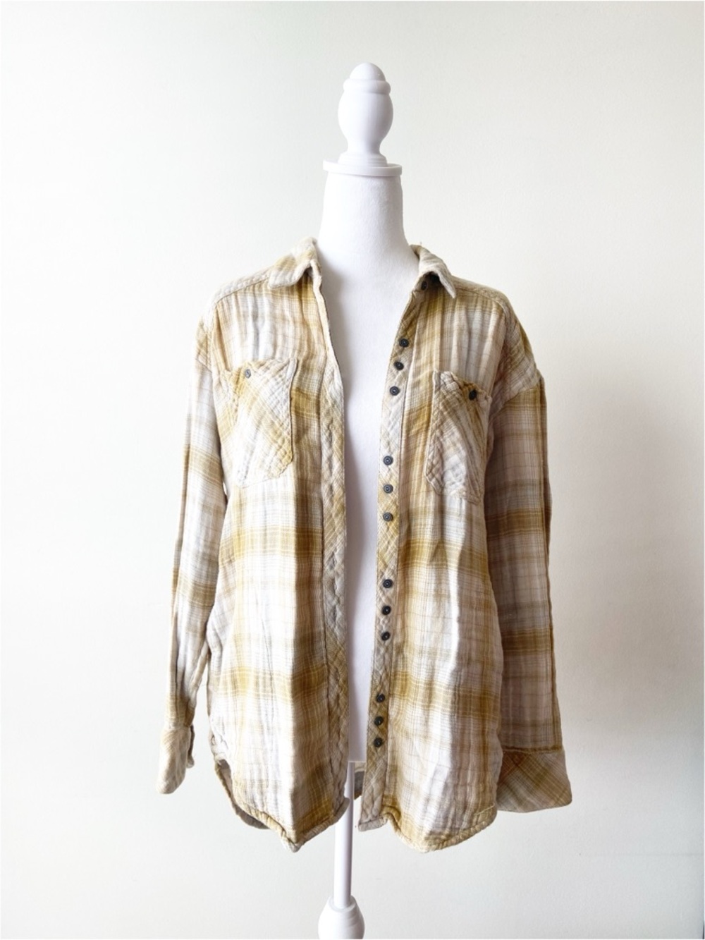 Free People Yellow Flannel Shirt Size S